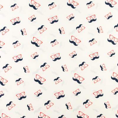 Tkanina silki wzór okulary z wąsem