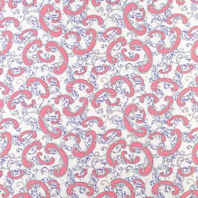 Tkanina silki wzór paisley kolor różowo czerwony