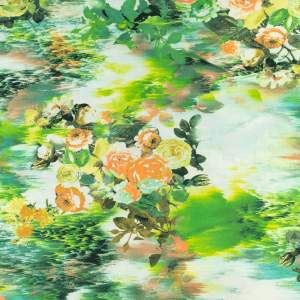 Dzianina jersey ity wzór kwiaty kolor zielony