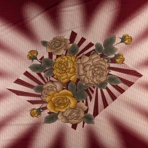 Dzianina jersey ity wzór kwiaty kolor beżowo bordowy KUPON 80 cm