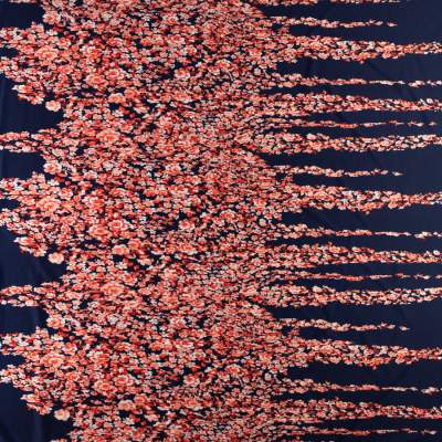 Dzianina jersey ity wzór kwiaty kolor pomarańczowy KUPON 100 cm