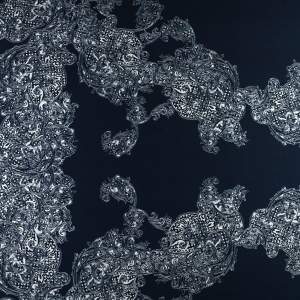 Dzianina jersey ity wzór ornamenty kolor granatowy KUPON 80 cm