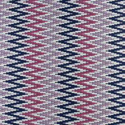 Dzianina jersey ity wzór zygzak kolor różowo granatowy