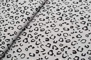 Tkanina wiskoza print zwierzęcy lampart tło szare