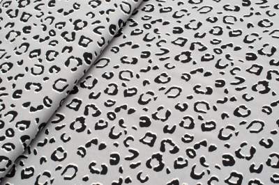 Tkanina wiskoza print zwierzęcy lampart tło szare