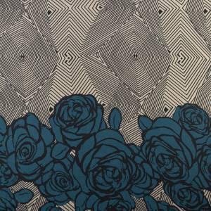 Dzianina Punto wzór border dwustronny kolor zielono beżowy