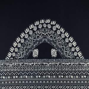 Dzianina Punto wzór border jednostronny kolor ciemny granatowy KUPON 65 cm