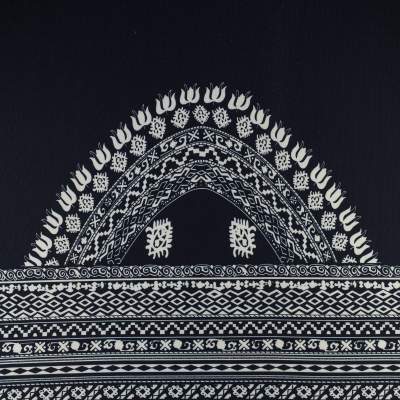 Dzianina Punto wzór border jednostronny kolor ciemny granatowy KUPON 65 cm