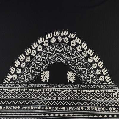 Dzianina Punto wzór border jednostronny kolor czarny KUPON 65 cm