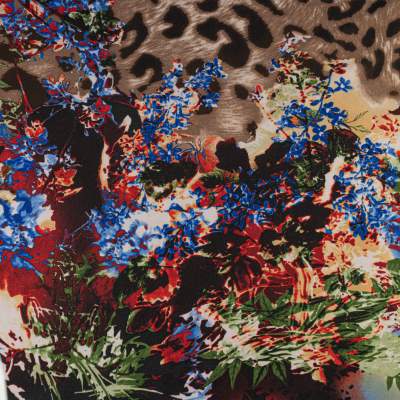 Dzianina Punto wzór kwiaty kolor czarny