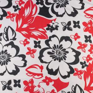 Dzianina Punto wzór kwiaty kolor czerwono czarny