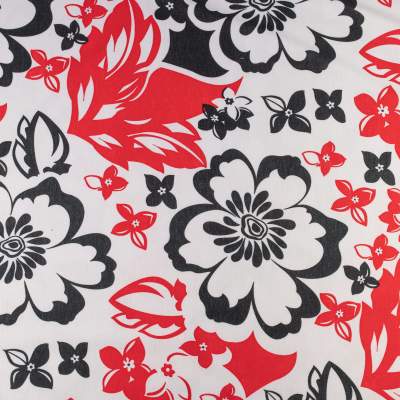 Dzianina Punto wzór kwiaty kolor czerwono czarny