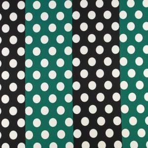 Dzianina Punto wzór pasy i grochy kolor zielono czarny