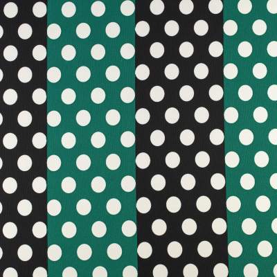 Dzianina Punto wzór pasy i grochy kolor zielono czarny