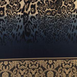 Dzianina Punto wzór ornamenty i panterka kolor beżowo granatowy