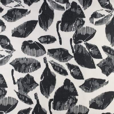 Dzianina Punto wzór listki kolor czarny