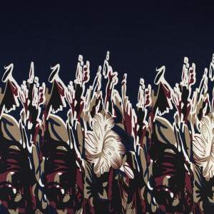 Dzianina Punto wzór abstrakcyjne kwiaty kolor granatowy