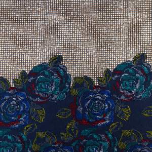 Dzianina Punto wzór border dwustronny kolor granatowy