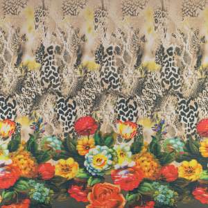 Dzianina Punto Lacosta wzór border dwustronny kolor beżowo żółty