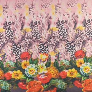 Dzianina Punto Lacosta wzór border dwustronny kolor jasny różowy