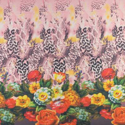 Dzianina Punto Lacosta wzór border dwustronny kolor jasny różowy