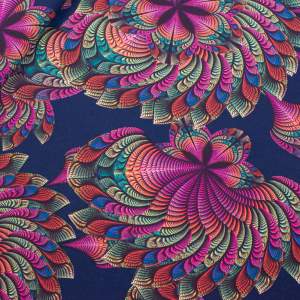 Tkanina Silki Wzór Orientalny kolor granatowy