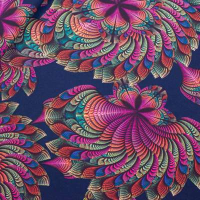 Tkanina Silki Wzór Orientalny kolor granatowy