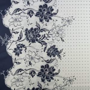 Tkanina szyfon satynowy wzór border dwustronny kolor złamany biały