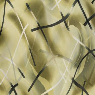 Tkanina szyfon wzór abstrakcyjny kolor oliwkowy