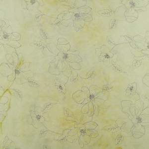 Tkanina szyfon haftowany wzór kwiaty kolor jasny żółto zielony