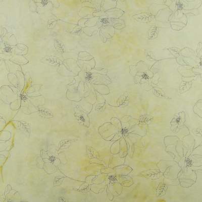 Tkanina szyfon haftowany wzór kwiaty kolor jasny żółto zielony