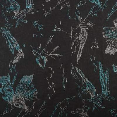 Tkanina szyfon wzór abstrakcyjny błysk kolor turkusowo czarny