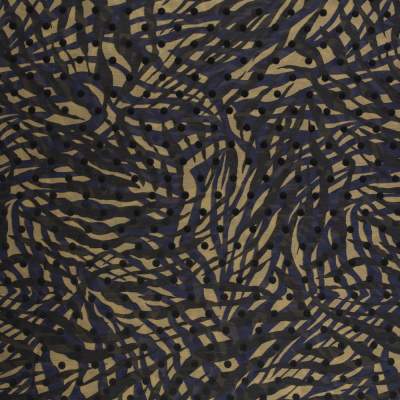 Tkanina szyfon kreszowany wzór zebra i grochy flok