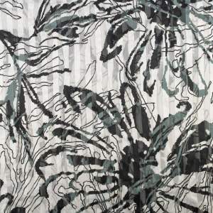 Tkanina szyfon złota nitka wzór paski i kwiaty kolor szaro czarny