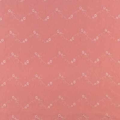 Tkanina szyfon haftowany wzór kwiaty kolor brudny różowy