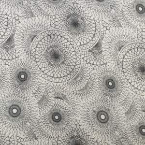 Tkanina szyfon kreszowany wzór abstrakcyjne koła kolor czarny