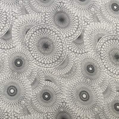 Tkanina szyfon kreszowany wzór abstrakcyjne koła kolor czarny