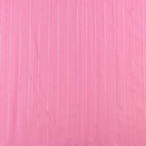 Tkanina szyfon haftowany z cekinami kolor różowy