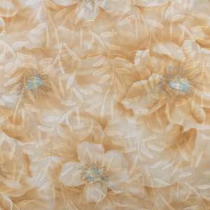 Tkanina szyfon haftowany wzór kwiaty kolor beżowy