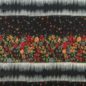 Tkanina szyfon wzór kwiaty kolor czarny