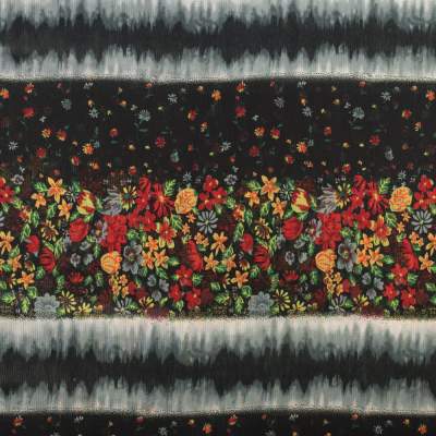 Tkanina szyfon wzór kwiaty kolor czarny