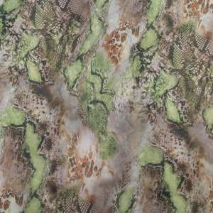Tkanina szyfon wzór skóra węża kolor zielono beżowy