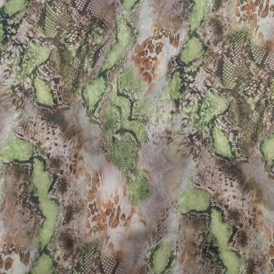 Tkanina szyfon wzór skóra węża kolor zielono beżowy