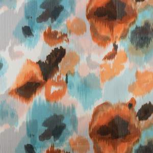 Tkanina szyfon kreszowany wzór rozmyte kwiaty kolor pomarańczowy
