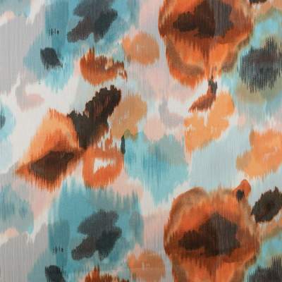 Tkanina szyfon kreszowany wzór rozmyte kwiaty kolor pomarańczowy