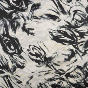 Tkanina szyfon satynowy wzór abstrakcyjny kolor czarny