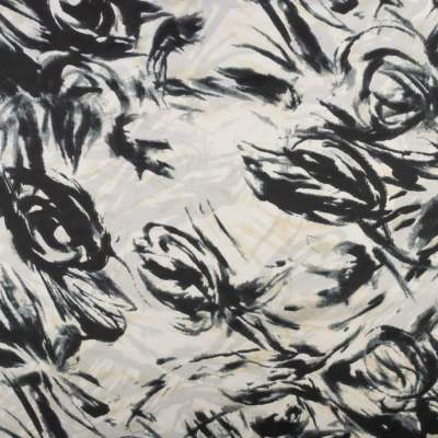 Tkanina szyfon satynowy wzór abstrakcyjny kolor czarny