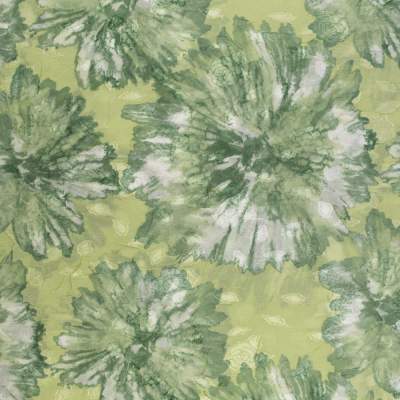 Tkanina szyfon gnieciony wzór kwiaty kolor jasny zielony