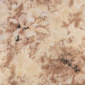 Tkanina szyfon gnieciony wzór kwiaty kolor beżowo brązowy