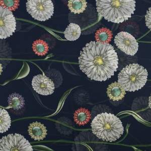 Tkanina szyfon wzór kwiaty kolor granatowy